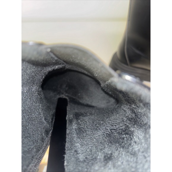 Y2K Women's Black Boots Platform Sz 5 Chunky 1990s Faux Leather Chelsea H & M - Picture 7 of 7